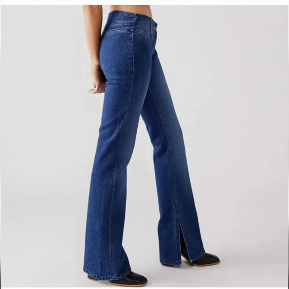 Free People We The Free Stillwater Low Rise Slim Flare Jean With Slits